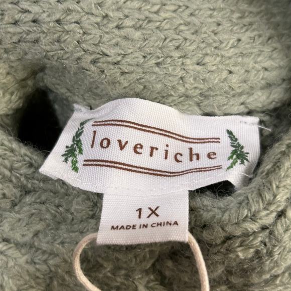 Loveriche Sweater Womens 1X Green Long Sleeve Chunky Knit Round Neck Sweater NEW - Picture 6 of 12